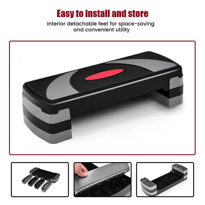Fitness Aerobic Stepper with 10-15-20 CM Adjustable Risers