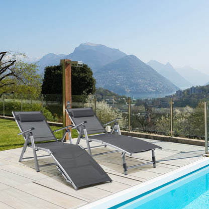 Outdoor Aluminum Chaise Lounge Chair with 8 Back and 2 Leg Adjustable Positions