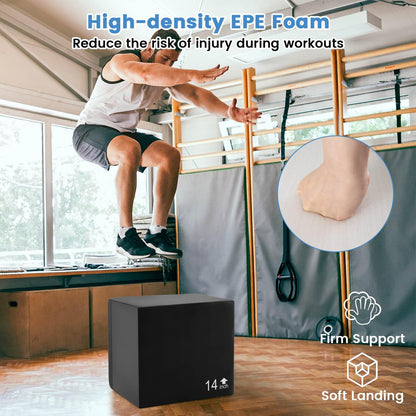 16 Inch Foam Jumping Box with 3 Heights & Easy-to-Clean PU Cover
