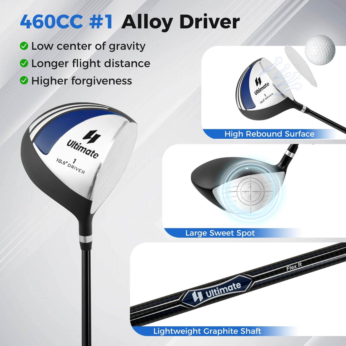 Complete Golf Club Package Set with oversize aluminum driver for Outdoor Use