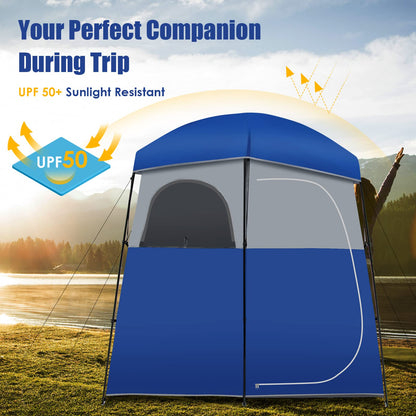 Double-Room Camping Shower Tent Changing Room Privacy Tent
