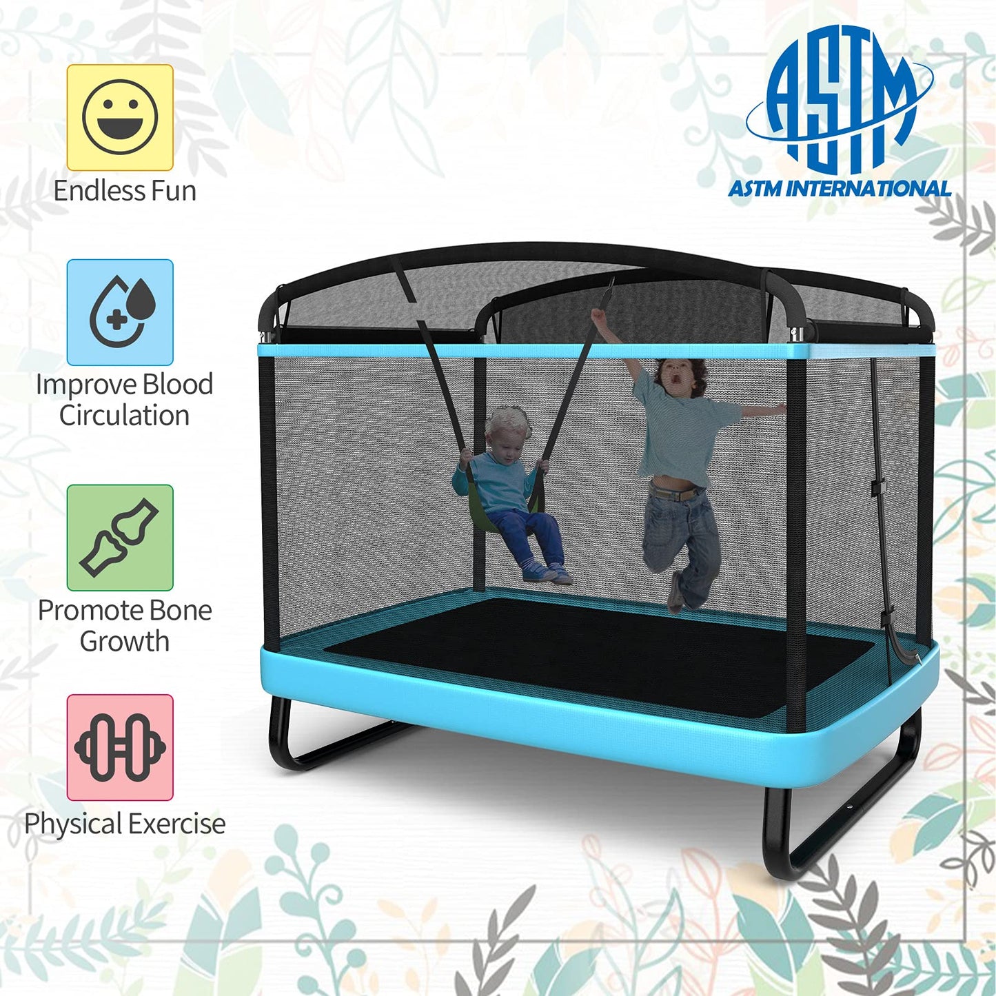 6FT Kids Recreational Trampoline for Boys & Girls Over 3 Years Old