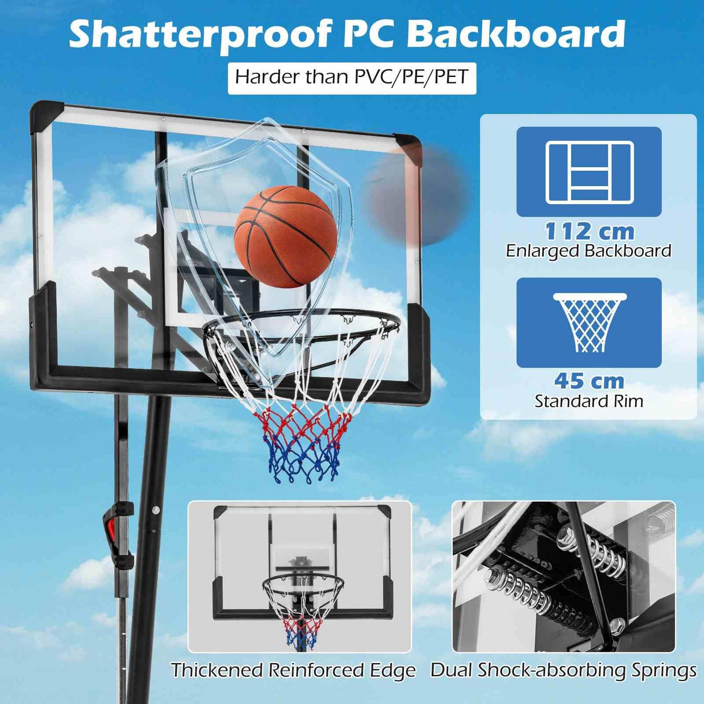 Portable Basketball Hoop for Kids Teens Adults