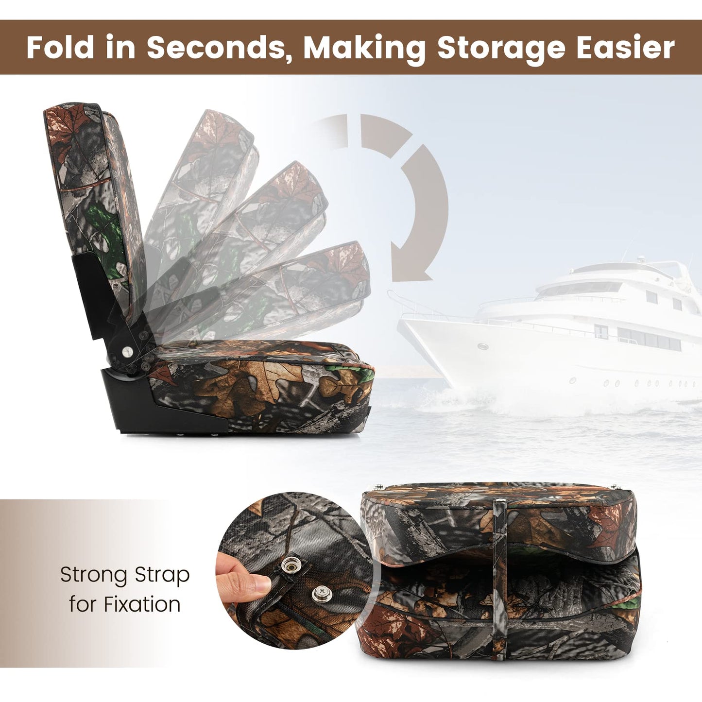 2-Piece Low Back Boat Seat Set for Most Support Bases