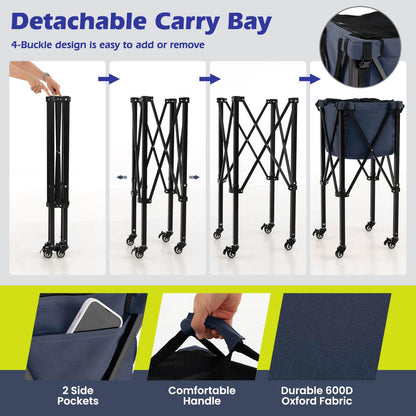 Lightweight Aluminum Tennis Ball Hopper Basket with Wheels and Removable Bag