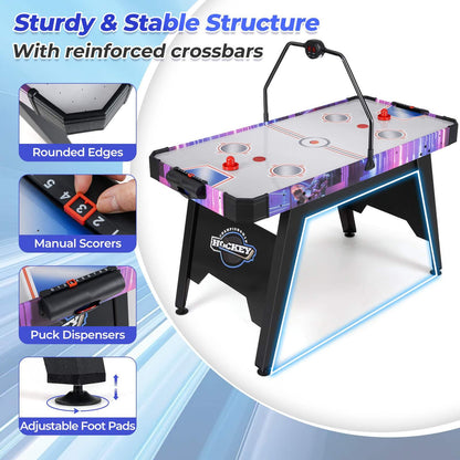 145CM Air Hockey Table with Powerful 12V Motor and LED Digital Scoreboard
