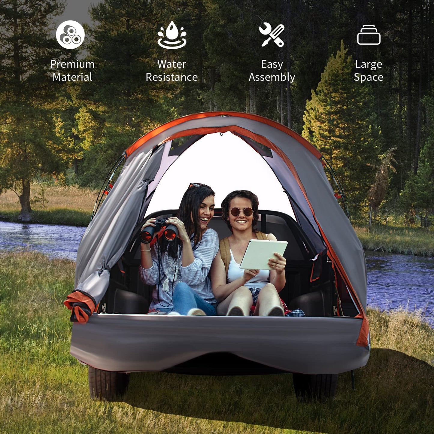 3-Size Truck Bed Tent for 2-3 Persons Camping Hiking Fishing