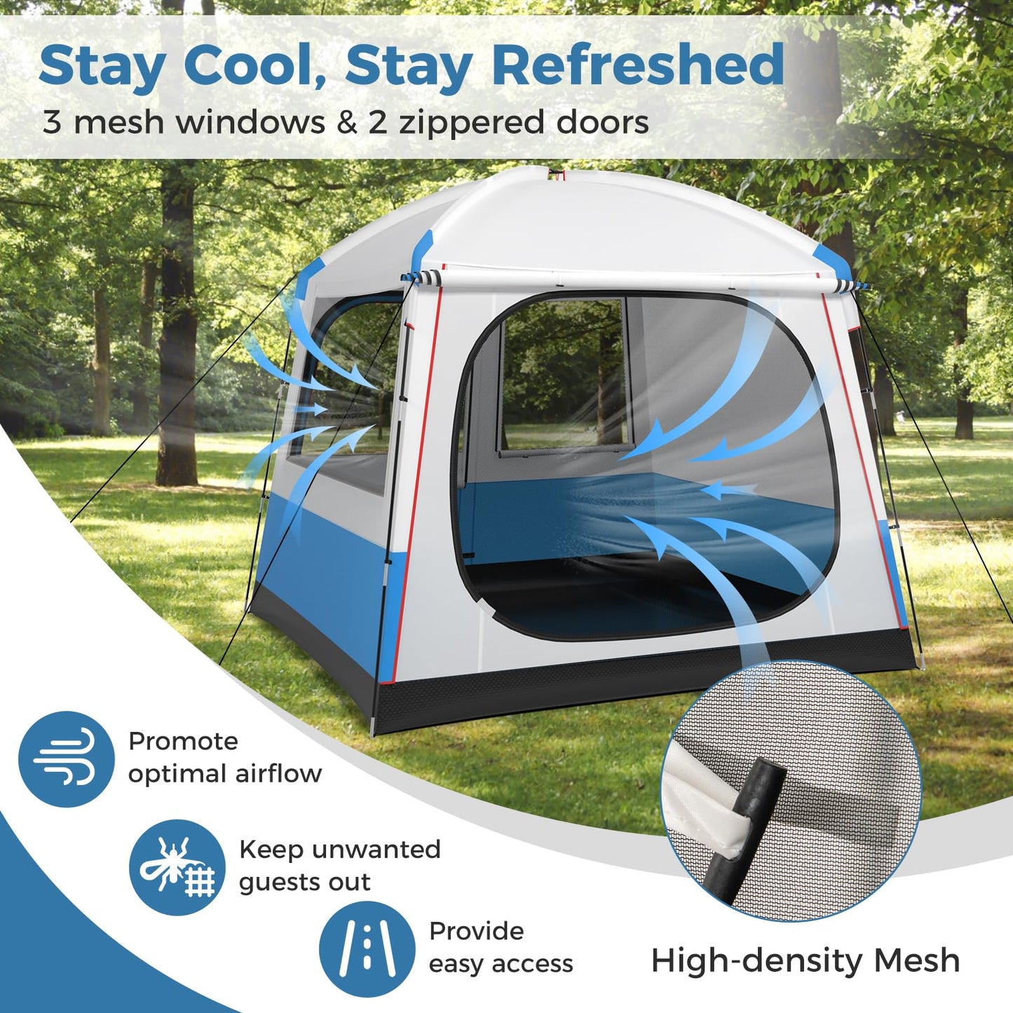 5 Person Camping Tent Waterproof Backpacking Tent w/Large Mesh Door