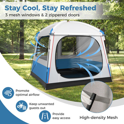 5 Person Camping Tent Waterproof Backpacking Tent w/Large Mesh Door