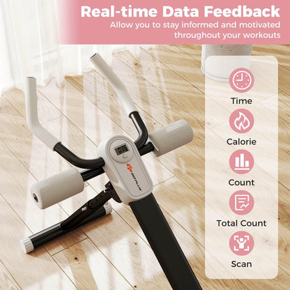 Ab Workout Machine with Elbow Support Knee Protection and LCD Monitor