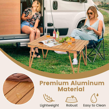 Folding Camping Table w/Storage Bag and Waterproof Desktop 80kg Load Capacity