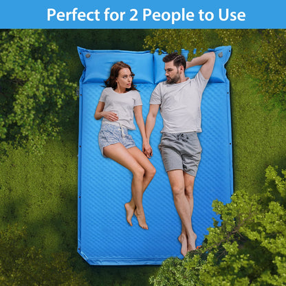 Self-Inflating Travel Mattress Self-Inflating Camping Pad w/Pillows for 2 Persons
