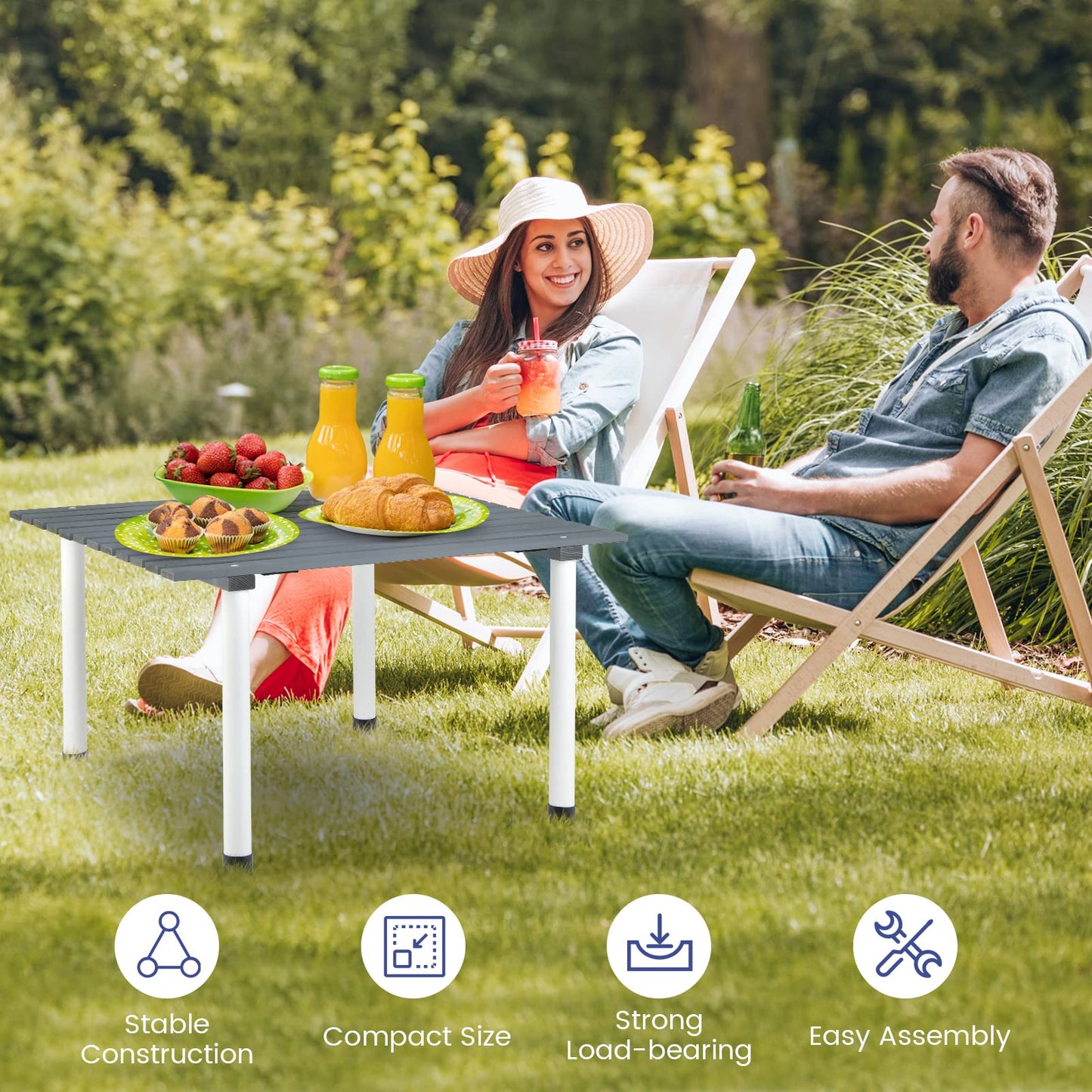 Solid Fir Wood Portable Roll up Table with Carry Bag for Camping