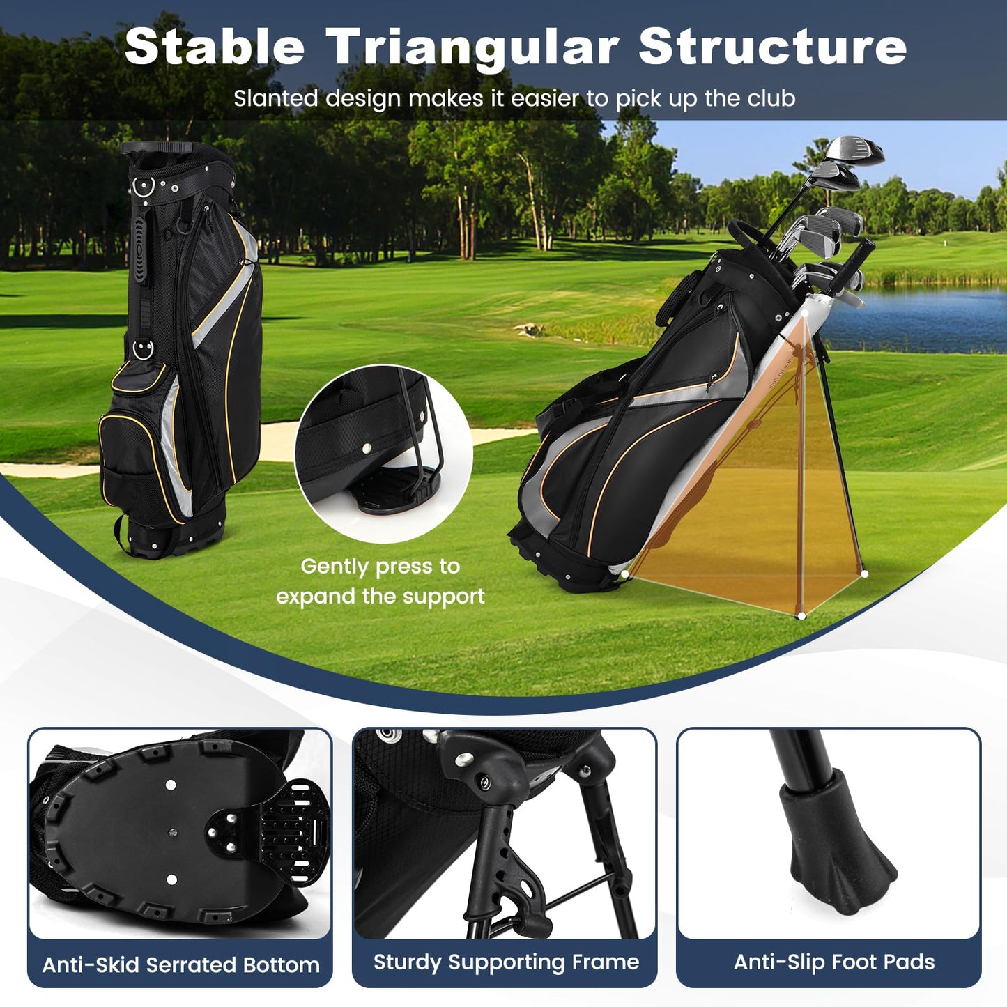 Golf Stand Bag Golf Club Bag w/ 8 Way Top Dividers