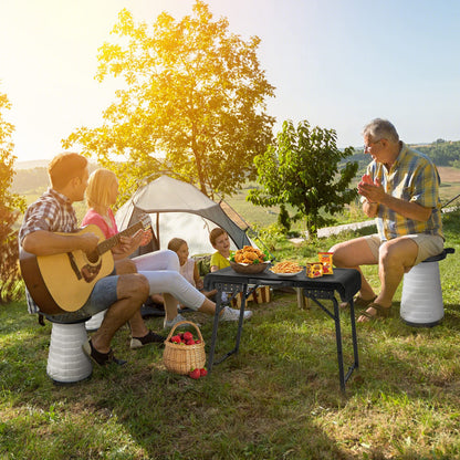 3-Piece Folding Table Stool Set with a Camping Table & 2 Retractable LED Stools