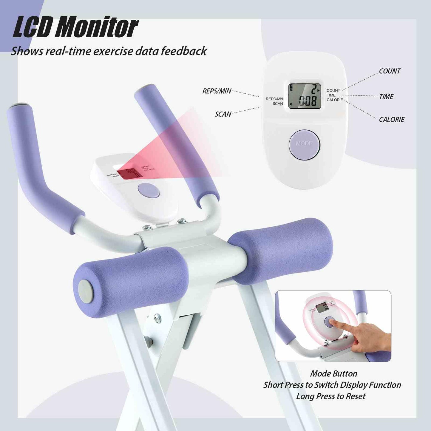 Foldable Core & Abdominal Workout Trainer with 4 Adjustable Heights