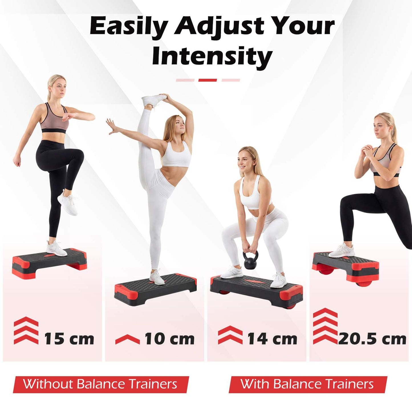 3-in-1 Aerobic Step Platform Set, 300 KG Adjustable Workout Stepper with 2 Stackable Risers