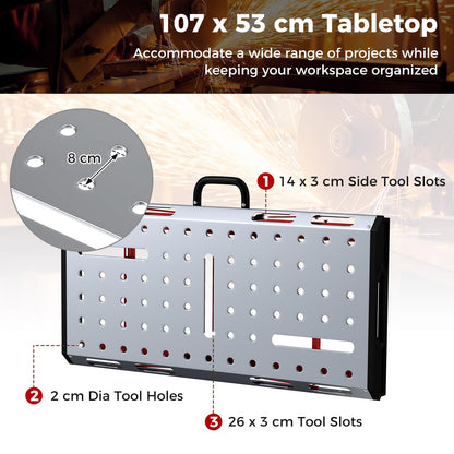 107cm x 53cm 450kg Capacity Heavy-Duty Welding Workbench with Adjustable Height