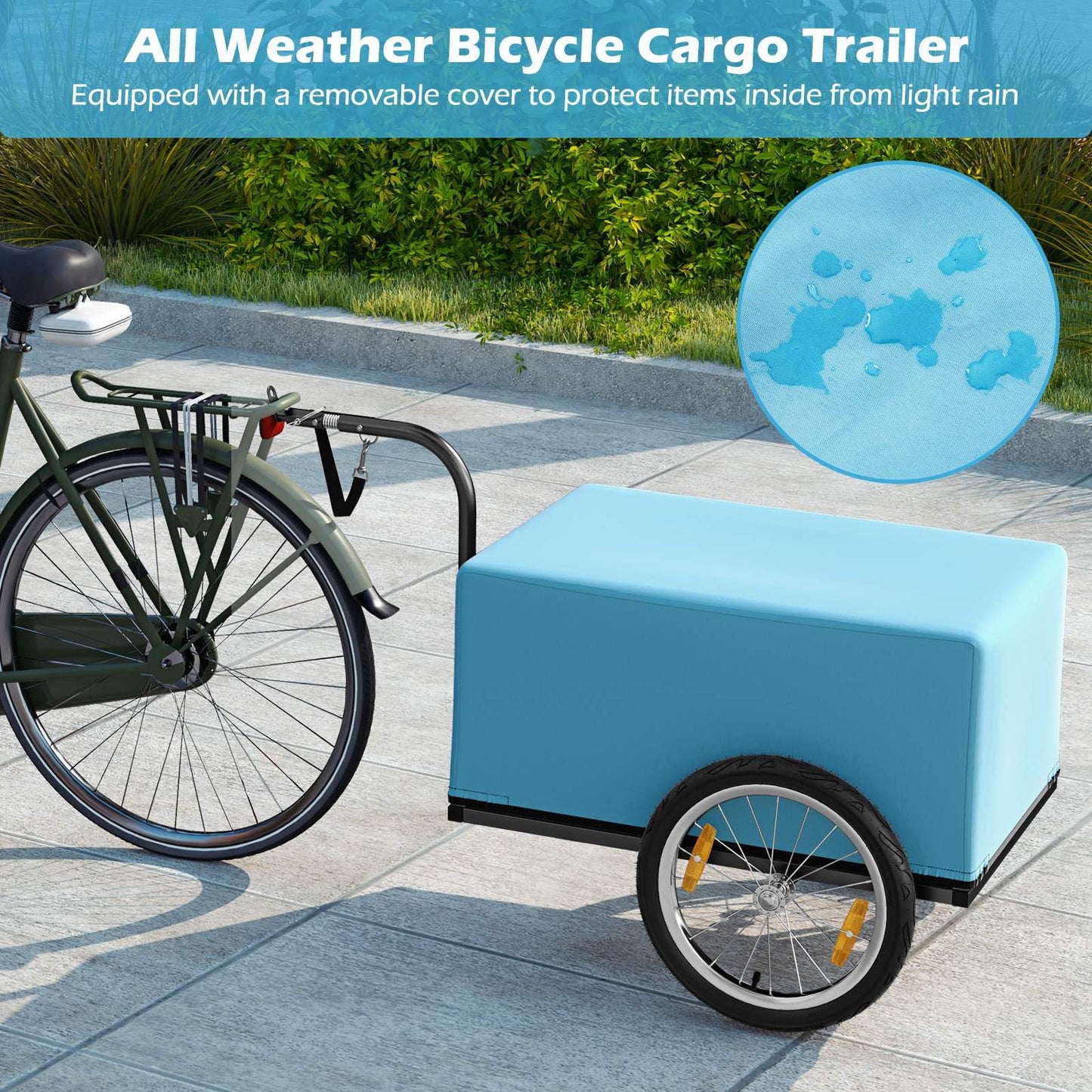 Bike Cargo Trailer with Foldable Frame & Oxford Cloth Cover