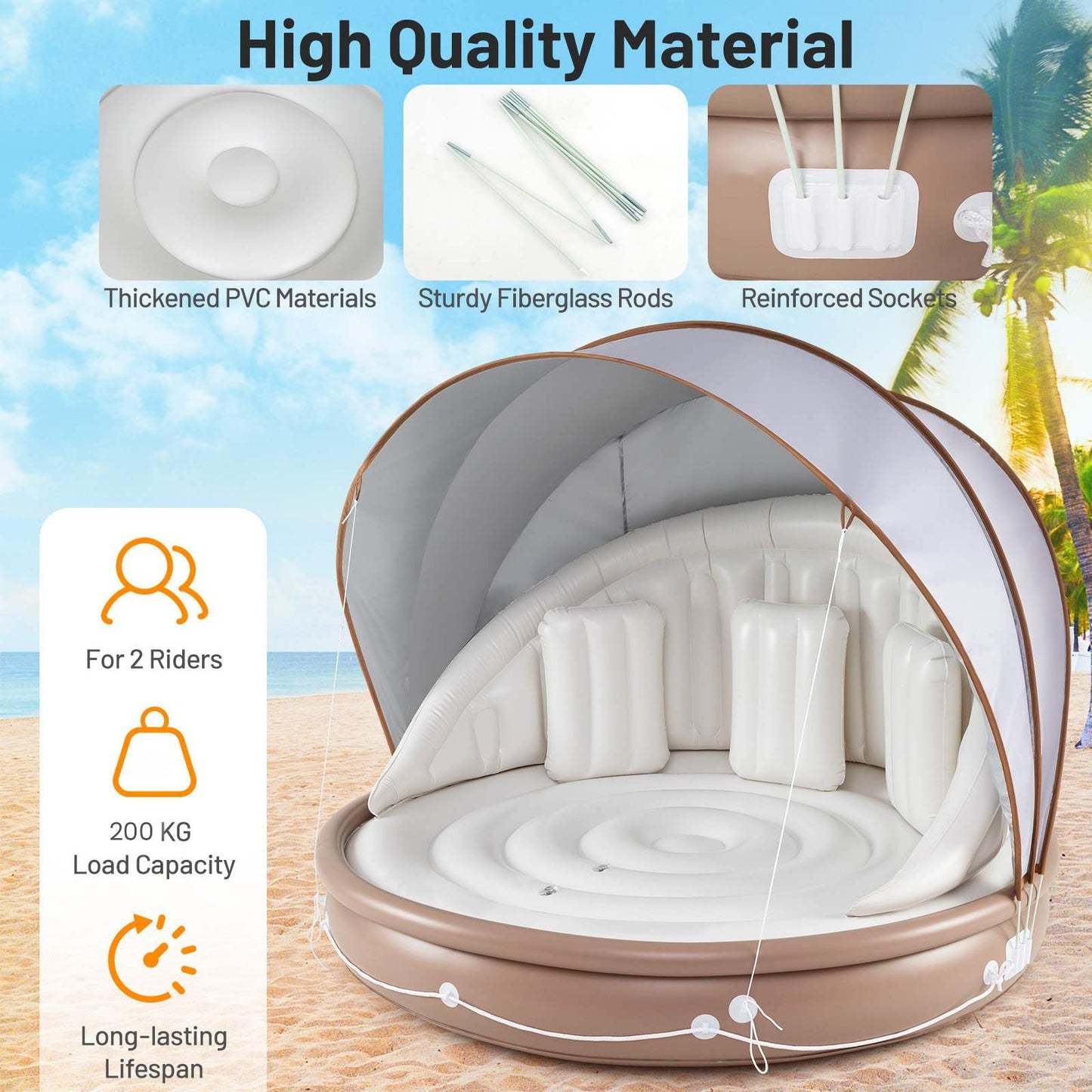 Inflatable Canopy Island w/Retractable & Removable Canopy SPF50+