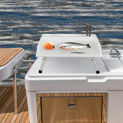 Portable Fish Fillet Washing Station with Drainage Hose & Knife Groove