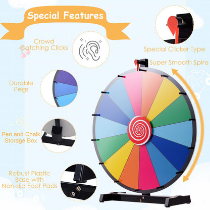 24" Tabletop Spinning Prize Wheel for Kids Adults w/Dry Erase and Marker