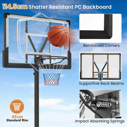 Portable Basketball Hoop with Impact Resistant Backboard & Fillable Base for Poolside