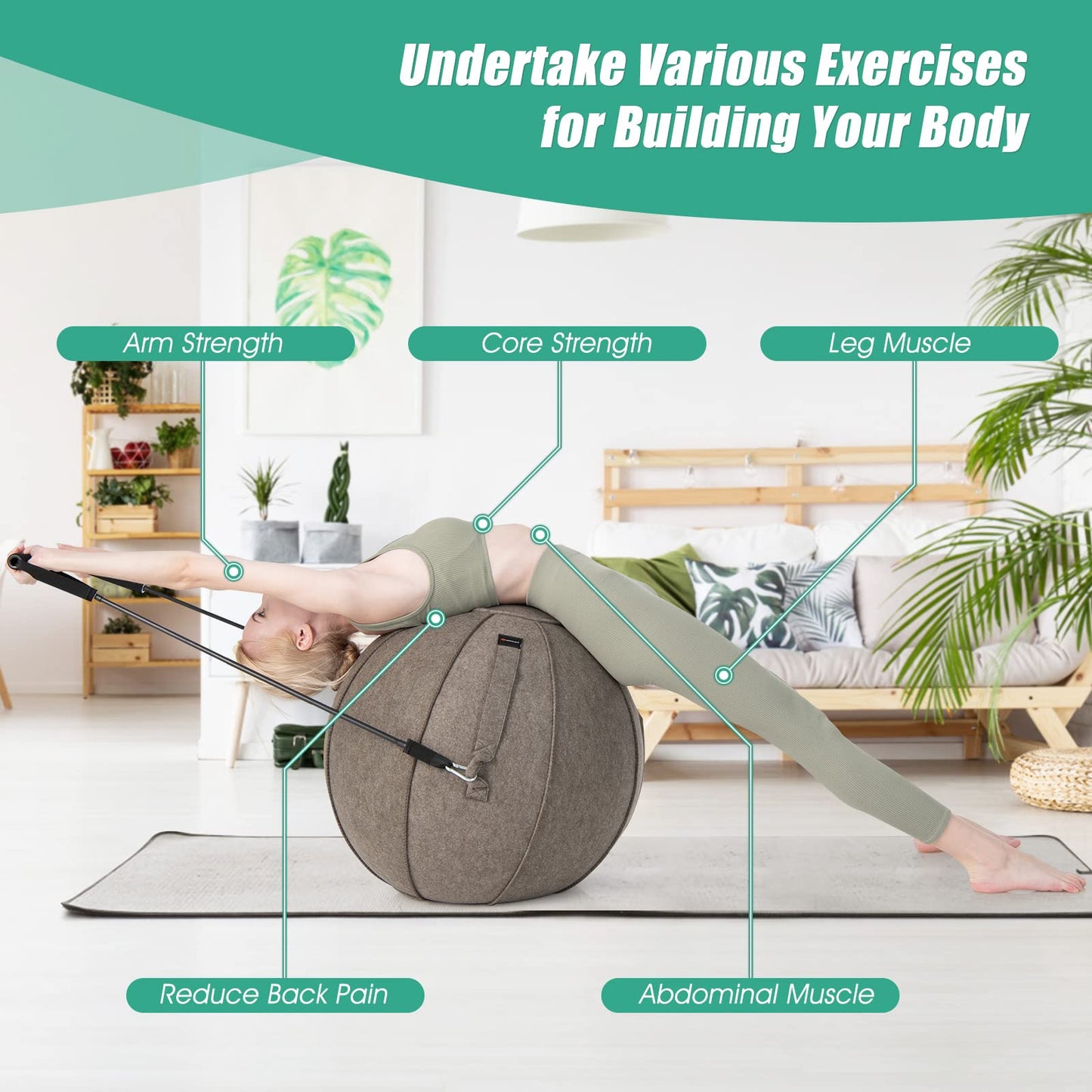 65cm Yoga Ball Sitting Chair Pilates Exercise Balance Training Yoga Ball