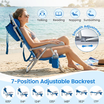 2 Pack Beach Chair for Adults, Lightweight Folding Beach Chair