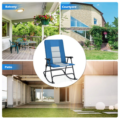 Foldable Rocking Chair Oversized Camping Rocking Chair w/High Back & Armrest