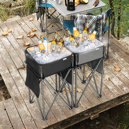 2 PCS Portable Picnic Tables with Large Capacity Storage Sink