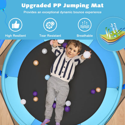 60" Trampoline for Kids with Ring and Horizontal Bar for 3-7 Ages