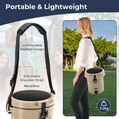 7.85 L Portable Insulated Ice Chest with Flat Seat Lid