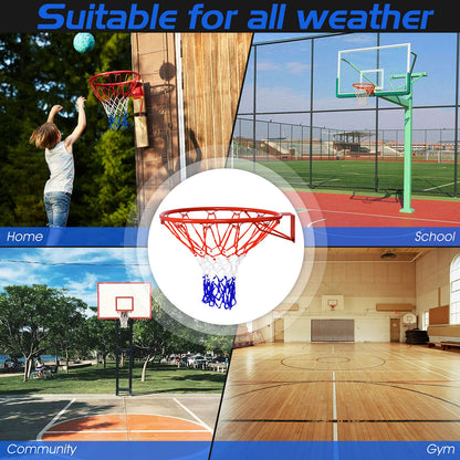46 CM Basketball Rim Replacement Heavy-Duty Wall Mounted 18“ Basketball Hoop Net w/Standard 12 Loops