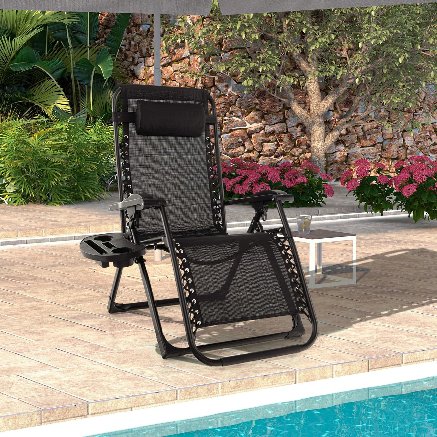 Adjustable Metal Zero Gravity Lounge Chair with Removable Cushion