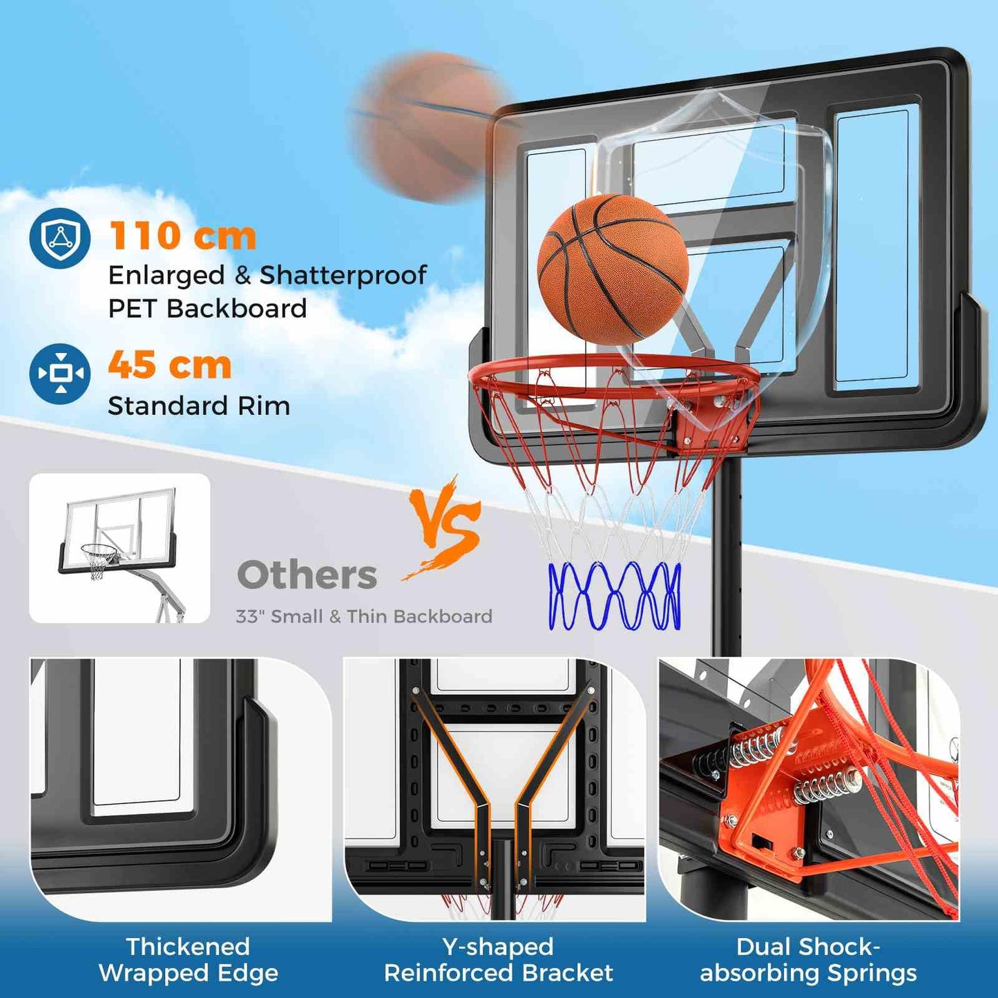 Portable Basketball Hoop for Kids Teens Adults