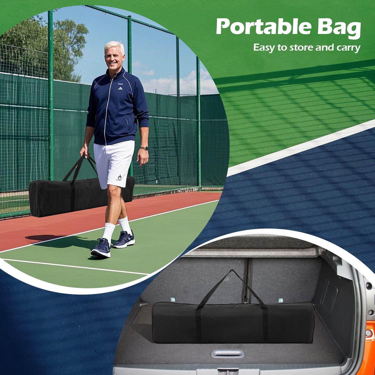 Portable PE Pickleball Net for Outdoor Indoor Driveway Backyard