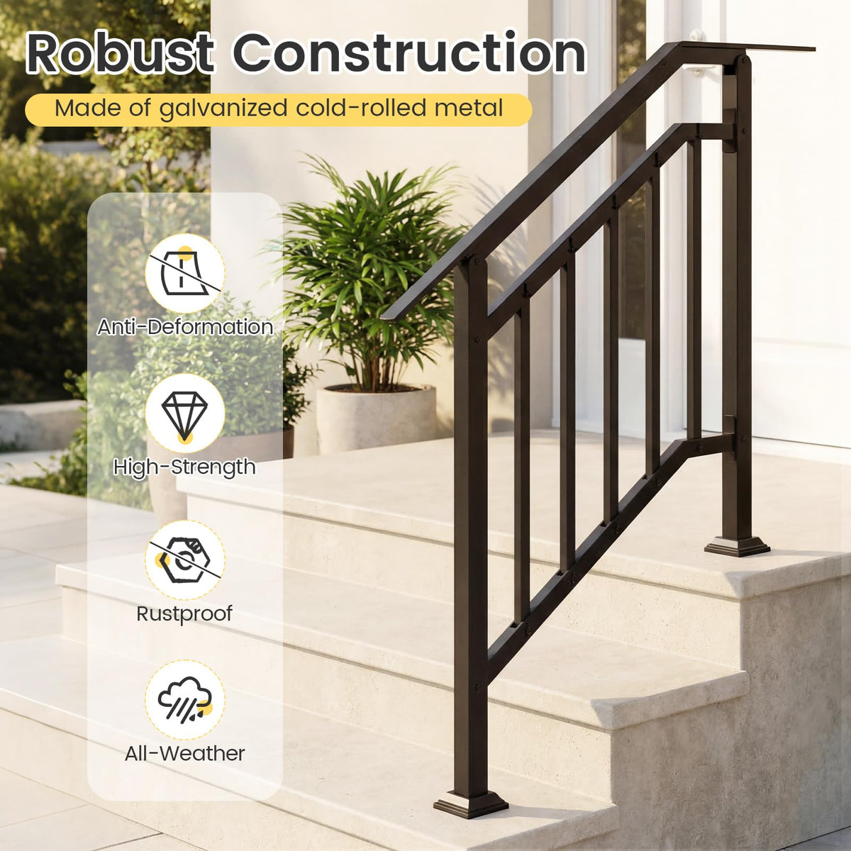 2 Pack Handrails for Outdoor Steps with Adjustable Angle