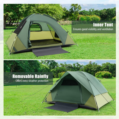 2-Person Camping Tent with Removable Rain Fly Double-Layer Door