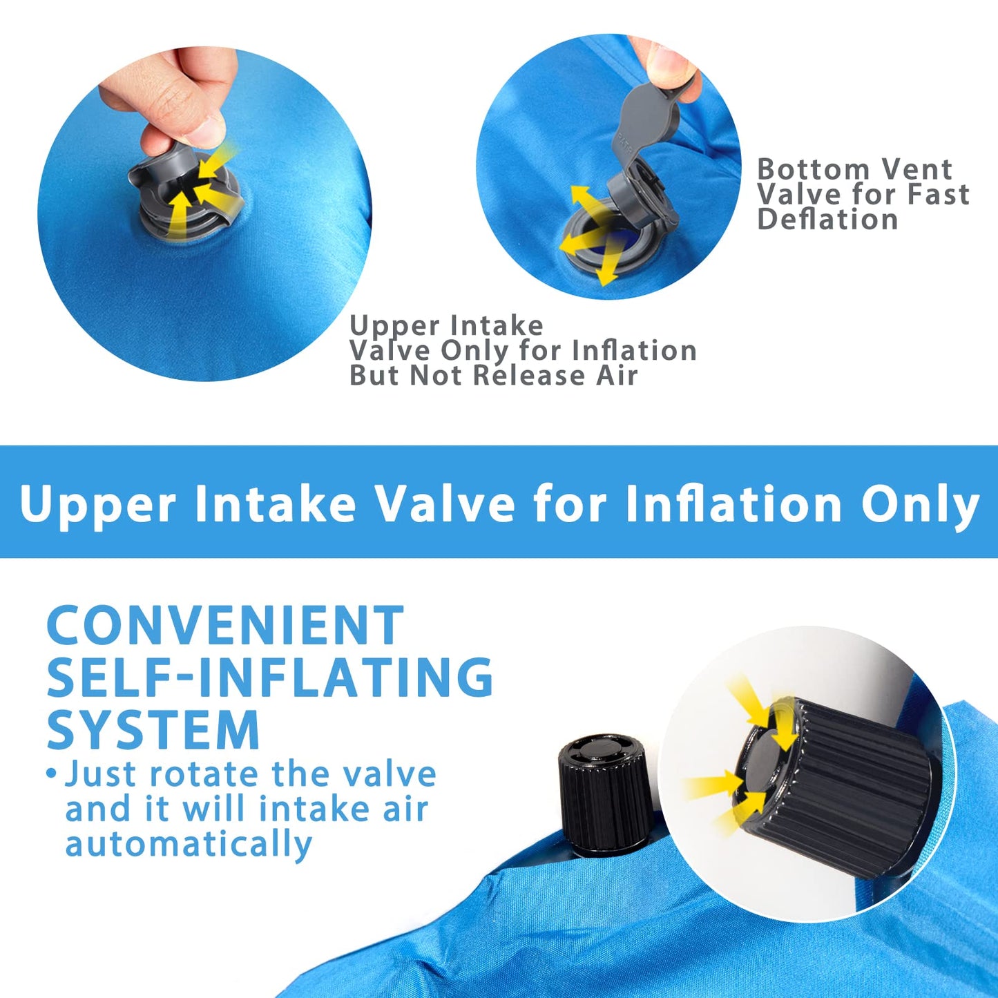 Self-Inflating Travel Mattress Self-Inflating Camping Pad w/Pillows for 2 Persons