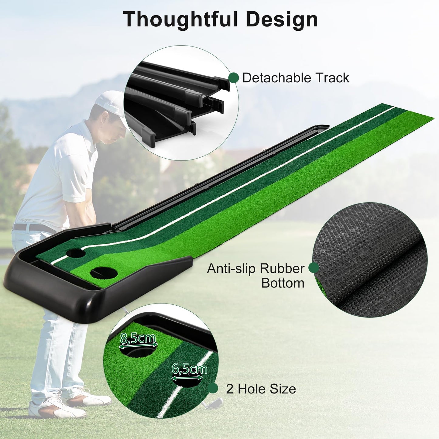 250 CM Putting Green Premium Golf Practice Turf with Simulate Grass Turf