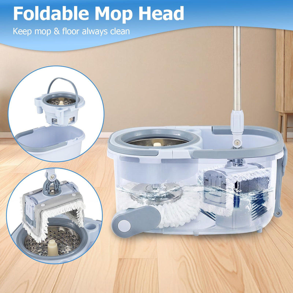 Mop and Bucket Set Hands-Free Washing