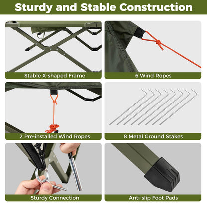 2-Person Camping Cot Tent Foldable Off-Ground Camping Combo for Adults