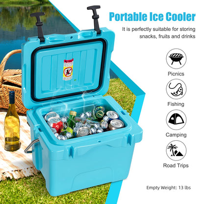Gymax 16 Quart Cooler 24 Can Insulated Ice Chest Box with Heavy Duty Handle and 2 Cup Holders