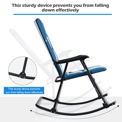 Foldable Rocking Chair Oversized Camping Rocking Chair w/High Back & Armrest