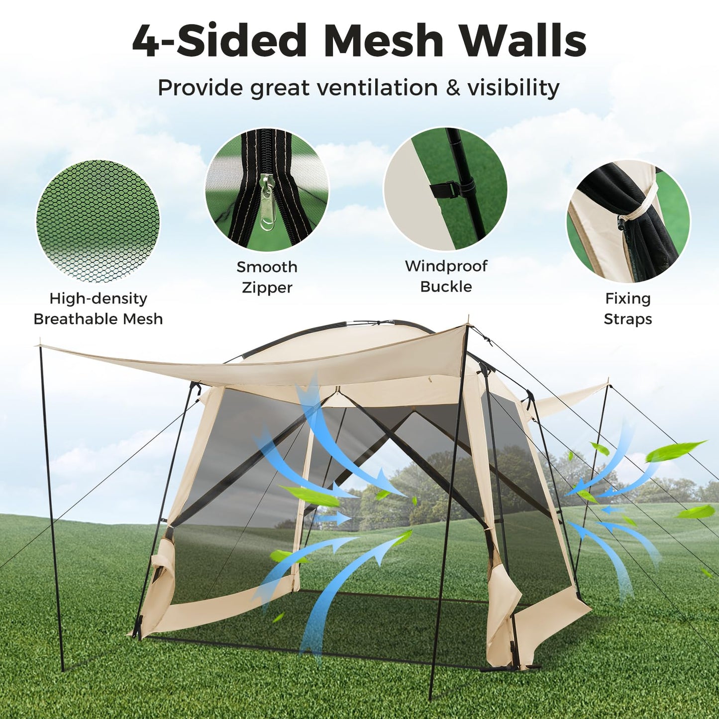 Screen Dome Camping Tent for 6-8 People Easy Setup