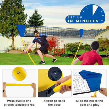 Portable Badminton Net Set with 2 Badminton Rackets 2 Shuttlecocks