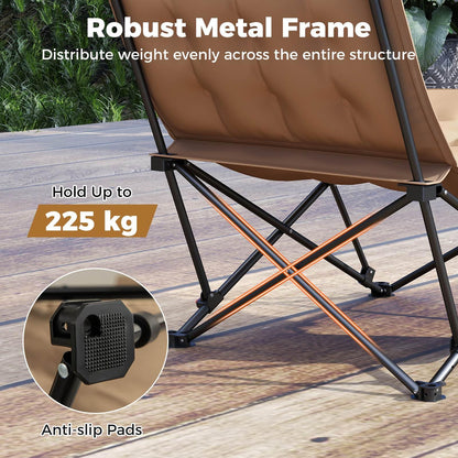 Folding Camping Chair for Adults with Adjustable Backrest and Padded Seat