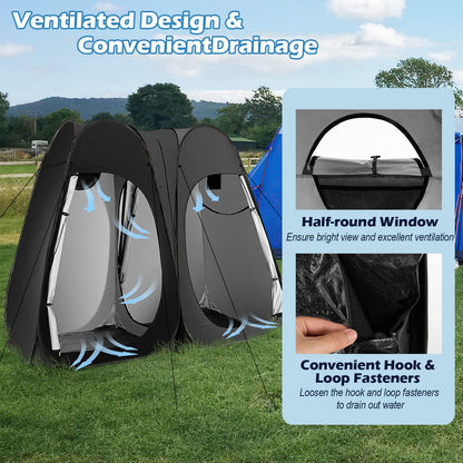 Double Room Outdoor Privacy Tent with Window Floor Storage Pocket