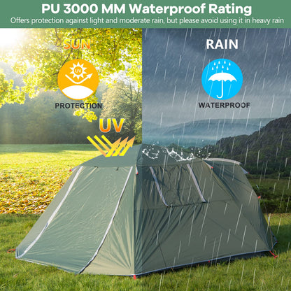 Camping Tent for 4-6 Persons With Front Porch & Back Vestibule